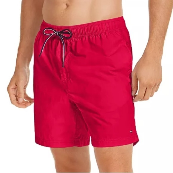 Tommy Hilfiger Swim Trunks Men's Lined in Apple Red Size Large - Picture 1 of 8